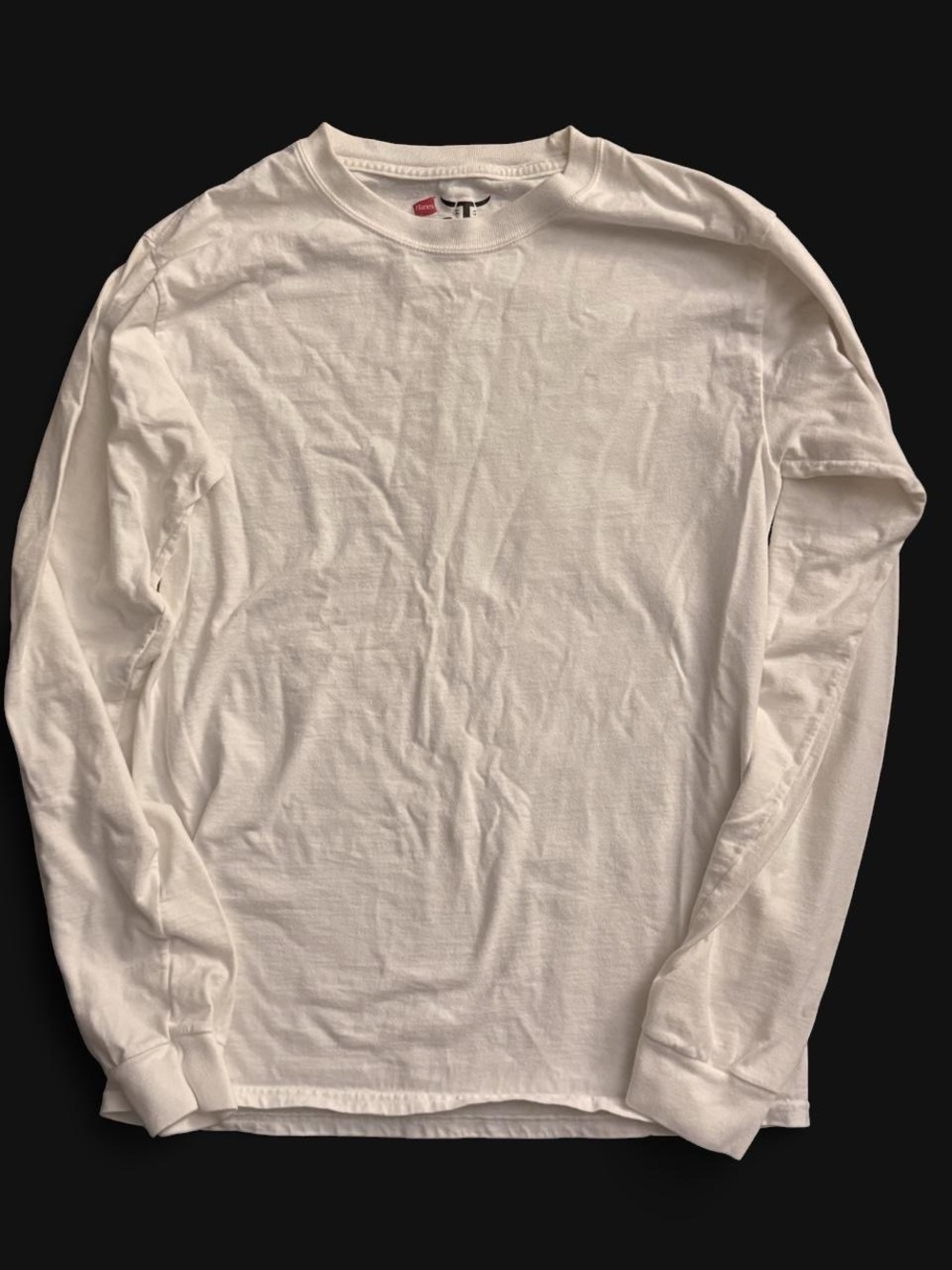 White Hanes Beefy-T long sleeve cotton shirt